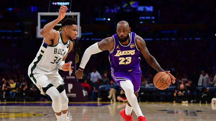 Giannis Antetokounmpo came up big on defense against LeBron James to seal a tight win for the Bucks vs. the Lakers. Giannis Antetokounmpo came up big on defense against LeBron James to seal a tight win for the Bucks vs. the Lakers.