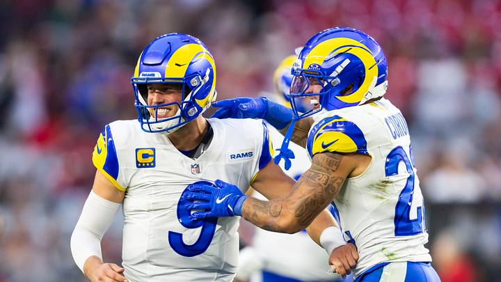 Los Angeles Rams quarterback Matthew Stafford and running back Blake Corum.