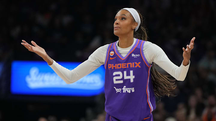 May 15, 2026; Phoenix, Arizona, USA; Phoenix Mercury forward DeWanna Bonner (24) reacts after getting called for a foul against the Chicago Sky in the first half at Mortgage Matchup Center. Mandatory Credit: Rick Scuteri-Imagn Images May 15, 2026; Phoenix, Arizona, USA; Phoenix Mercury forward DeWanna Bonner (24) reacts after getting called for a foul against the Chicago Sky in the first half at Mortgage Matchup Center. Mandatory Credit: Rick Scuteri-Imagn Images