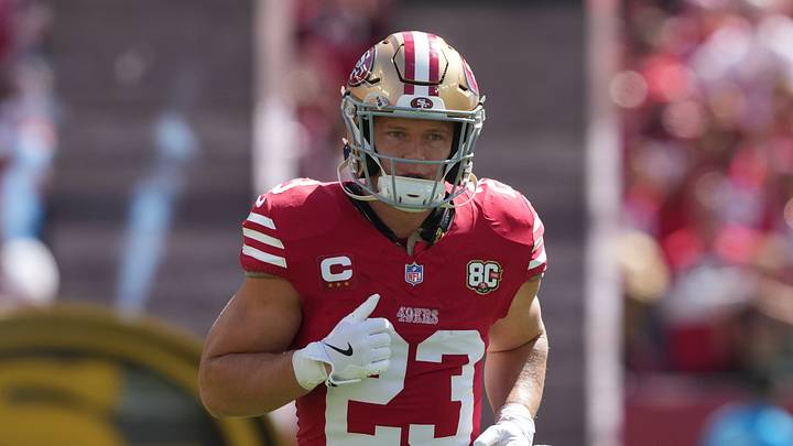 Sep 27, 2026; Santa Clara, California, USA; San Francisco 49ers running back Christian McCaffrey (23) before the game against the Arizona Cardinals at Levi's Stadium. Mandatory Credit: Darren Yamashita-Imagn Images Sep 27, 2026; Santa Clara, California, USA; San Francisco 49ers running back Christian McCaffrey (23) before the game against the Arizona Cardinals at Levi's Stadium. Mandatory Credit: Darren Yamashita-Imagn Images