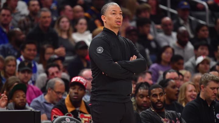 Mar 25, 2024; Los Angeles, California, USA; Los Angeles Clippers head coach Tyronn Lue watches game