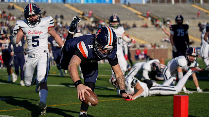 Nashville Christian's Jared Curtis (2) runs in a touchdown against Columbia Academy during the first quarter of the Division II-A championship game at Finley Stadium in Chattanooga, Tenn., Thursday, Dec. 5, 2024. Nashville Christian's Jared Curtis (2) runs in a touchdown against Columbia Academy during the first quarter of the Division II-A championship game at Finley Stadium in Chattanooga, Tenn., Thursday, Dec. 5, 2024.