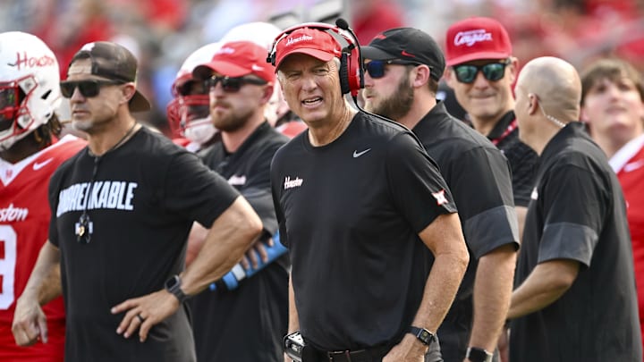 Houston Cougars head coach Willie Fritz looks on during the third quarter against the Arizona Wildcats at TDECU Stadium. 