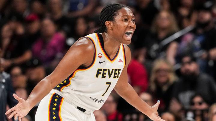Indiana Fever center Aliyah Boston (7) reacts to a call Sunday, Sept. 27, 2026, during the second half of Game 1 of the first round of the WNBA Playoffs at Michelob ULTRA Arena in Las Vegas. The Las Vegas Aces defeated the Indiana Fever, 102-85. Indiana Fever center Aliyah Boston (7) reacts to a call Sunday, Sept. 27, 2026, during the second half of Game 1 of the first round of the WNBA Playoffs at Michelob ULTRA Arena in Las Vegas. The Las Vegas Aces defeated the Indiana Fever, 102-85.