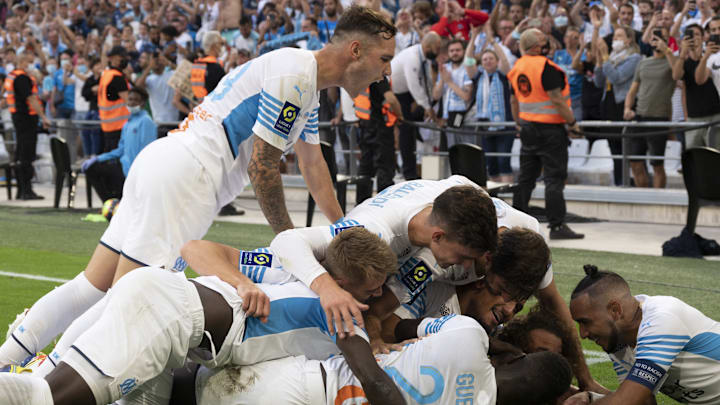 La joie des Marseillais lors de la victoire face à Rennes (2-0).