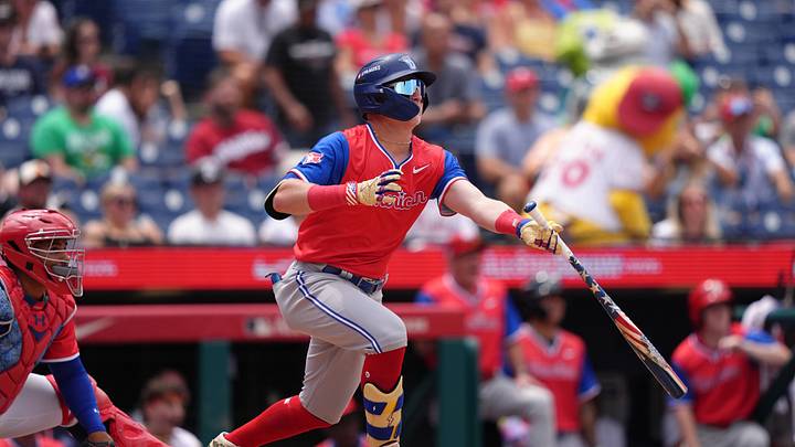 American League infielder Jojo Parker hits an RBI double against the National League in the seventh inning at Citizens Bank Park. American League infielder Jojo Parker hits an RBI double against the National League in the seventh inning at Citizens Bank Park.