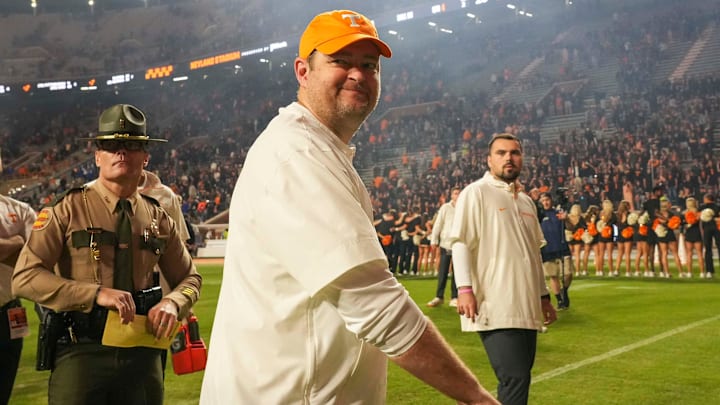 Tennessee head coach Josh Heupel after a NCAA football game between Tennessee and Kentucky in Neyland Stadium on Saturday, Nov. 2, 2024.