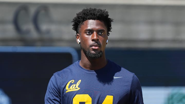 Sep 6, 2025; Berkeley, California, USA; California Golden Bears wide receiver Jaiven Plummer (84) before the game against the Texas Southern Tigers at California Memorial Stadium. Mandatory Credit: Darren Yamashita-Imagn Images