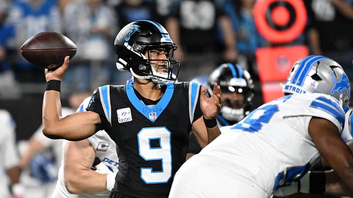Oct 4, 2026; Charlotte, North Carolina, USA; Carolina Panthers quarterback Bryce Young (9) passes the ball against the Detroit Lions during the first quarter at Bank of America Stadium. Mandatory Credit: Bob Donnan-Imagn Images Oct 4, 2026; Charlotte, North Carolina, USA; Carolina Panthers quarterback Bryce Young (9) passes the ball against the Detroit Lions during the first quarter at Bank of America Stadium. Mandatory Credit: Bob Donnan-Imagn Images