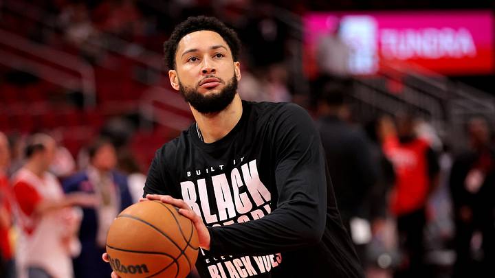 Nets guard Ben Simmons (10) warms up prior to the game against the Houston Rockets at Toyota Center on Feb 1, 2025. Nets guard Ben Simmons (10) warms up prior to the game against the Houston Rockets at Toyota Center on Feb 1, 2025.