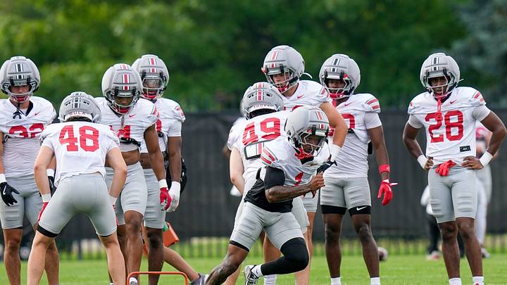 Ohio State Buckeyes safety Earl Little Jr. (1) participates in the third day of training camp at the Woody Hayes Athletic Center on Aug. 8, 2026 in Columbus, Ohio. Ohio State Buckeyes safety Earl Little Jr. (1) participates in the third day of training camp at the Woody Hayes Athletic Center on Aug. 8, 2026 in Columbus, Ohio.