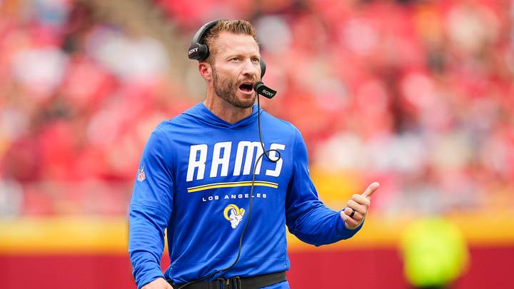 Aug 15, 2026; Kansas City, Missouri, USA; Los Angeles Rams head coach Sean McVay reacts during the first half against the Kansas City Chiefs at Arrowhead Stadium. Mandatory Credit: Jay Biggerstaff-Imagn Images Aug 15, 2026; Kansas City, Missouri, USA; Los Angeles Rams head coach Sean McVay reacts during the first half against the Kansas City Chiefs at Arrowhead Stadium. Mandatory Credit: Jay Biggerstaff-Imagn Images