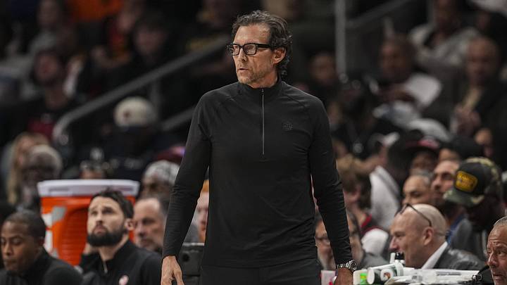 Apr 6, 2026; Atlanta, Georgia, USA; Atlanta Hawks head coach Quin Snyder reacts on the sideline during the game against the New York Knicks at State Farm Arena. Mandatory Credit: Dale Zanine-Imagn Images Apr 6, 2026; Atlanta, Georgia, USA; Atlanta Hawks head coach Quin Snyder reacts on the sideline during the game against the New York Knicks at State Farm Arena. Mandatory Credit: Dale Zanine-Imagn Images