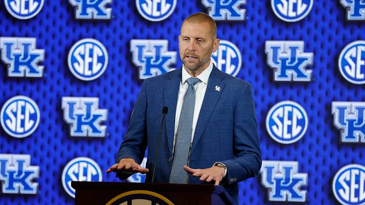 Oct 14, 2026; Birmingham, AL, USA; Kentucky Wildcats head coach Mark Pope speaks during the SEC Basketball Tipoff at Grand Bohemian Hotel Mountain Brook. Mandatory Credit: Butch Dill-Imagn Images Oct 14, 2026; Birmingham, AL, USA; Kentucky Wildcats head coach Mark Pope speaks during the SEC Basketball Tipoff at Grand Bohemian Hotel Mountain Brook. Mandatory Credit: Butch Dill-Imagn Images