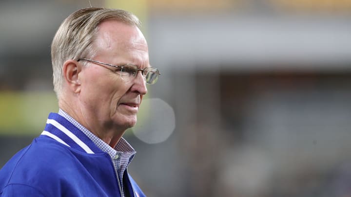 Oct 28, 2024; Pittsburgh, Pennsylvania, USA; New York Giants owner John Mara looks on before the Giants play the Pittsburgh Steelers at Acrisure Stadium. Oct 28, 2024; Pittsburgh, Pennsylvania, USA; New York Giants owner John Mara looks on before the Giants play the Pittsburgh Steelers at Acrisure Stadium.