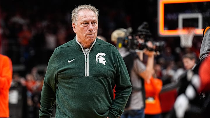 Michigan State head coach Tom Izzo exits the court after 70-64 loss to Auburn at the Elite Eight round of NCAA tournament at State Farm Arena in Atlanta, Ga. on Sunday, March 30, 2025.