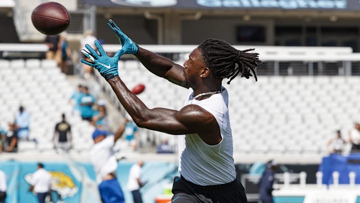 Sep 24, 2023; Jacksonville, Florida, USA; Jacksonville Jaguars wide receiver Calvin Ridley (0)