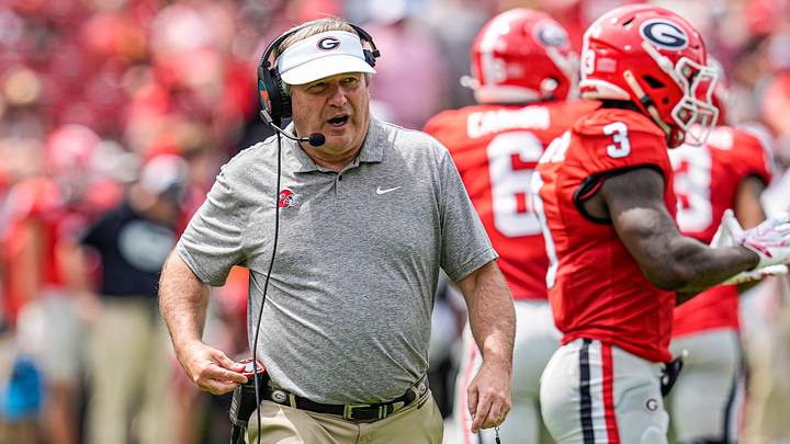 Apr 18, 2026; Athens, GA, USA; Georgia Bulldogs head coach Kirby Smart shown on the field during the Georgia Spring football game at Sanford Stadium. Mandatory Credit: Dale Zanine-Imagn Images Apr 18, 2026; Athens, GA, USA; Georgia Bulldogs head coach Kirby Smart shown on the field during the Georgia Spring football game at Sanford Stadium. Mandatory Credit: Dale Zanine-Imagn Images