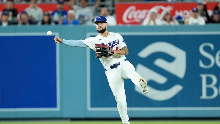 Jun 19, 2026; Los Angeles, California, USA; Los Angeles Dodgers center fielder Andy Pages (44) throws the ball in the sixth inning against the Baltimore Orioles at Dodger Stadium. Mandatory Credit: Kirby Lee-Imagn Images Jun 19, 2026; Los Angeles, California, USA; Los Angeles Dodgers center fielder Andy Pages (44) throws the ball in the sixth inning against the Baltimore Orioles at Dodger Stadium. Mandatory Credit: Kirby Lee-Imagn Images