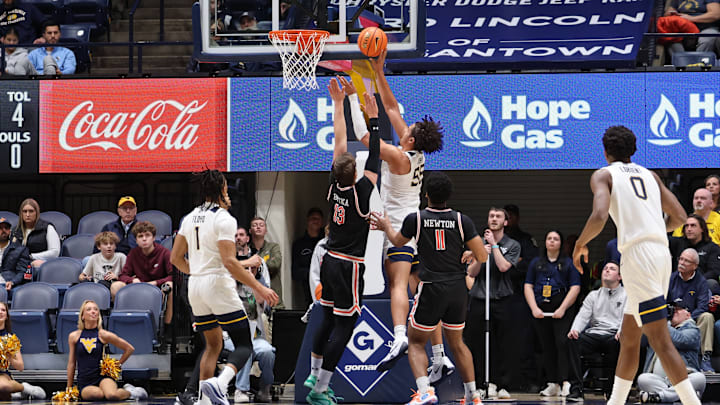 West Virginia University center Harlan Obioha