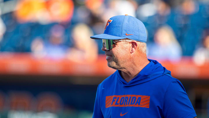 Florida head coach Kevin OÕSullivan before the matchup with Alabama. The Gators came back from being down 5-0 to beat Alabama 7-6, Friday, May 15, 2025, at Condron Family Ballpark in Gainesville, Florida. [Cyndi Chambers/ Gainesville Sun] 2025