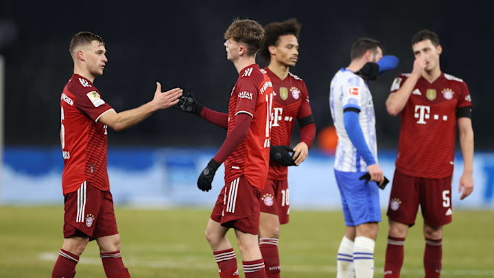 Zufriedene Münchner: Joshua Kimmich und Co haben Hertha BSC die Grenzen aufgezeigt