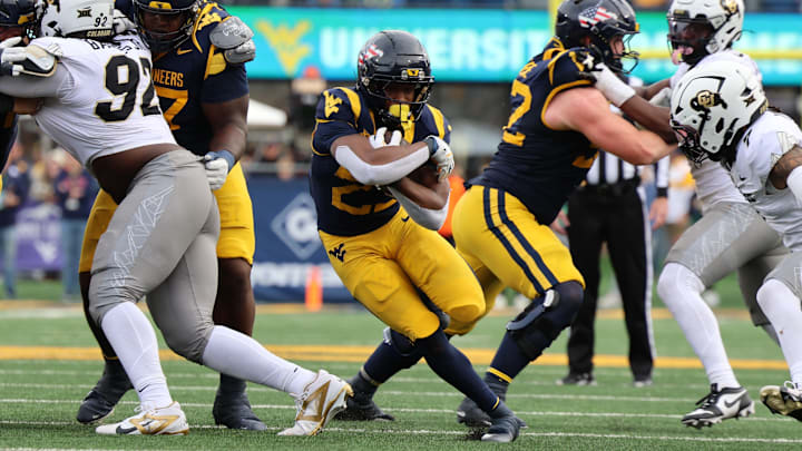 West Virginia University running back Cyncir Bowers West Virginia University running back Cyncir Bowers