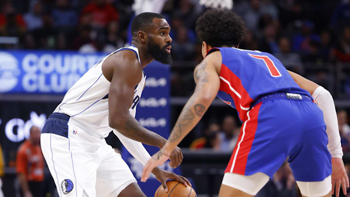 Dec 1, 2022; Detroit, Michigan, USA; Dallas Mavericks forward Tim Hardaway Jr. (11) dribbles defended by Detroit Pistons guard Killian Hayes (7) in the first half at Little Caesars Arena. Mandatory Credit: Rick Osentoski-USA TODAY Sports Dec 1, 2022; Detroit, Michigan, USA; Dallas Mavericks forward Tim Hardaway Jr. (11) dribbles defended by Detroit Pistons guard Killian Hayes (7) in the first half at Little Caesars Arena. Mandatory Credit: Rick Osentoski-USA TODAY Sports