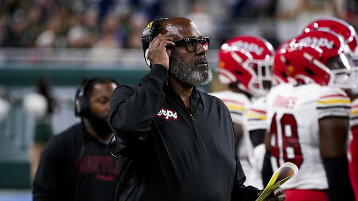 Maryland head coach Mike Locksley. Credit: Brendan Mullin-Imagn Images
