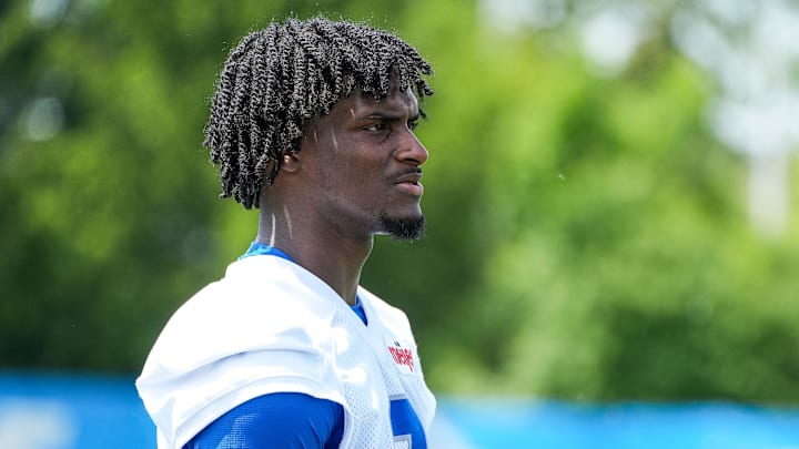 Detroit Lions cornerback Ennis Rakestraw Jr. (9) walks off the field after practice during OTA at Meijer Performance Center in Allen Park on Friday, May 30, 2025.