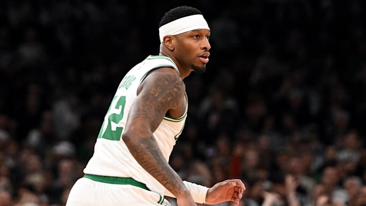 Feb 12, 2025; Boston, Massachusetts, USA; Boston Celtics forward Torrey Craig (12) runs up the court during the second quarter of a game against the San Antonio Spurs at the TD Garden. Mandatory Credit: Brian Fluharty-Imagn Images Feb 12, 2025; Boston, Massachusetts, USA; Boston Celtics forward Torrey Craig (12) runs up the court during the second quarter of a game against the San Antonio Spurs at the TD Garden. Mandatory Credit: Brian Fluharty-Imagn Images