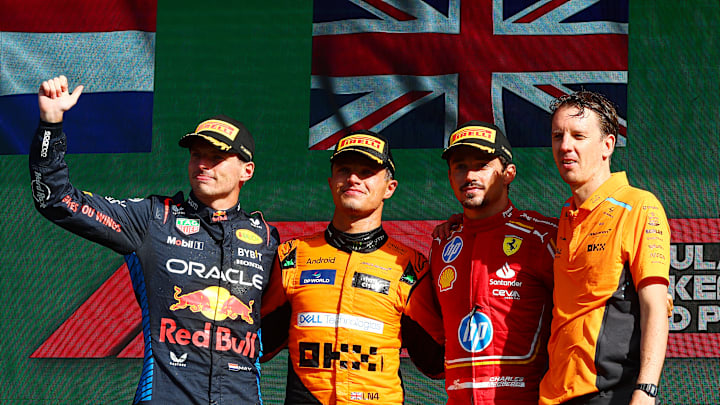 Max Verstappen, Lando Norris, Charles Leclerc, Will Joseph, Formula 1
