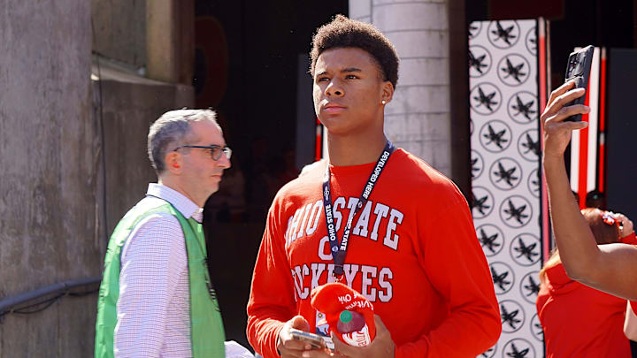 Jordan Karhoff, St. Francis Desales tight end, soaks up the atmosphere of the game between the Ohio State Buckeyes and Texas Longhorns at Ohio Stadium on Aug. 30, 2025. Jordan Karhoff, St. Francis Desales tight end, soaks up the atmosphere of the game between the Ohio State Buckeyes and Texas Longhorns at Ohio Stadium on Aug. 30, 2025.