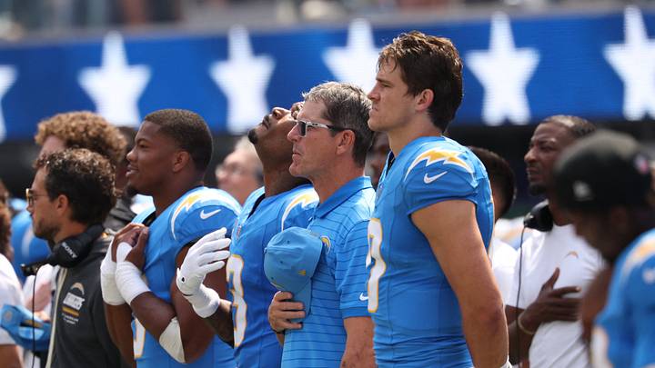 Los Angeles Chargers head coach Jim Harbaugh and quarterback Justin Herbert Los Angeles Chargers head coach Jim Harbaugh and quarterback Justin Herbert