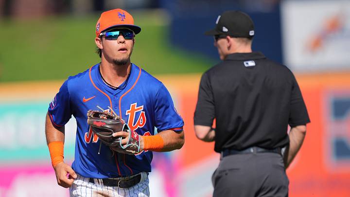 Mar 15, 2024; Port St. Lucie, Florida, USA; New York Mets second baseman Marco Vargas (66) participates in the Spring Breakout game against the Washington Nationals at Clover Park. Mandatory Credit: Jim Rassol-USA TODAY Sports Mar 15, 2024; Port St. Lucie, Florida, USA; New York Mets second baseman Marco Vargas (66) participates in the Spring Breakout game against the Washington Nationals at Clover Park. Mandatory Credit: Jim Rassol-USA TODAY Sports