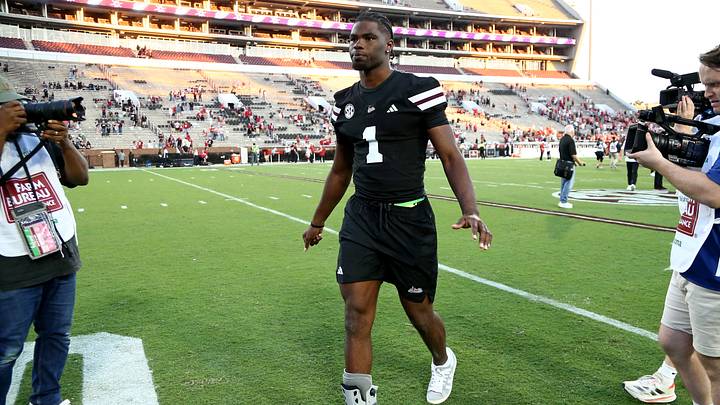 Oct 24, 2026; Starkville, Mississippi, USA; Mississippi State Bulldogs quarterback Kamario Taylor (1) walks off the field after the game against the Oklahoma Sooners at Davis Wade Stadium at Scott Field. Mandatory Credit: Petre Thomas-Imagn Images Oct 24, 2026; Starkville, Mississippi, USA; Mississippi State Bulldogs quarterback Kamario Taylor (1) walks off the field after the game against the Oklahoma Sooners at Davis Wade Stadium at Scott Field. Mandatory Credit: Petre Thomas-Imagn Images