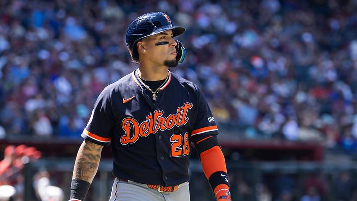 Apr 1, 2026; Phoenix, Arizona, USA; Detroit Tigers outfielder Javier Baez against the Arizona Diamondbacks at Chase Field. Mandatory Credit: Mark J. Rebilas-Imagn Images Apr 1, 2026; Phoenix, Arizona, USA; Detroit Tigers outfielder Javier Baez against the Arizona Diamondbacks at Chase Field. Mandatory Credit: Mark J. Rebilas-Imagn Images