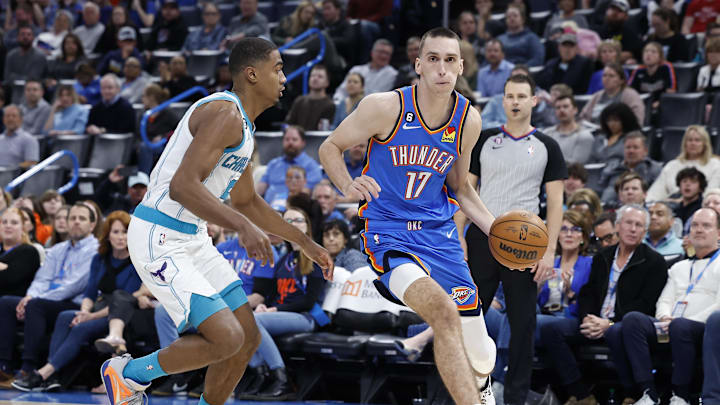 Pokusevski drives against the Charlotte Hornets