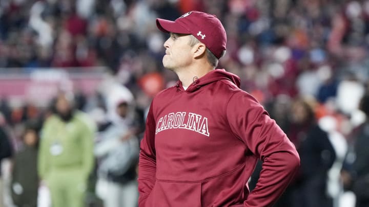 Nov 25, 2023; Columbia, South Carolina, USA; South Carolina Gamecocks head coach Shane Beamer on the field prior to a game against the Clemson Tigers at Williams-Brice Stadium. Mandatory Credit: David Yeazell-USA TODAY Sports Nov 25, 2023; Columbia, South Carolina, USA; South Carolina Gamecocks head coach Shane Beamer on the field prior to a game against the Clemson Tigers at Williams-Brice Stadium. Mandatory Credit: David Yeazell-USA TODAY Sports