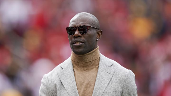 September 22, 2019; Santa Clara, CA, USA; San Francisco 49ers former player Terrell Owens before the game against the Pittsburgh Steelers at Levi's Stadium. Mandatory Credit: Kyle Terada-Imagn Images