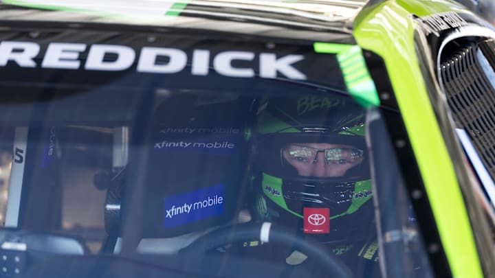 Oct 31, 2025; Avondale, Arizona, USA; NASCAR Cup Series driver Tyler Reddick (45) during practice for the NASCAR Championship race at Phoenix Raceway.