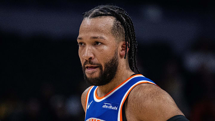 Dec 18, 2025; Indianapolis, Indiana, USA;  New York Knicks guard Jalen Brunson (11) in the first half against the Indiana Pacers at Gainbridge Fieldhouse. Mandatory Credit: Trevor Ruszkowski-Imagn Images