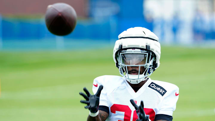 TJ Moore, seen here during practice, saw his night end early Thursday.