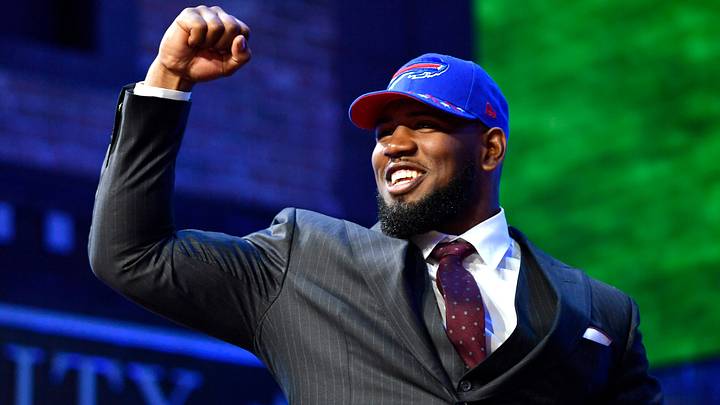Ed Oliver celebrates his pick by the Buffalo Bills during the first round of the NFL Draft Thursday, April 25, 2019, in Nashville, Tenn Ed Oliver celebrates his pick by the Buffalo Bills during the first round of the NFL Draft Thursday, April 25, 2019, in Nashville, Tenn