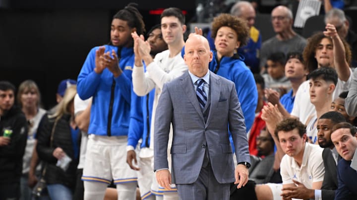 Dec 28, 2024; Inglewood, California, USA; UCLA Bruins head coach Mick Cronin look on during the second half against the Gonzaga Bulldogs at Intuit Dome. Mandatory Credit: Robert Hanashiro-Imagn Images
