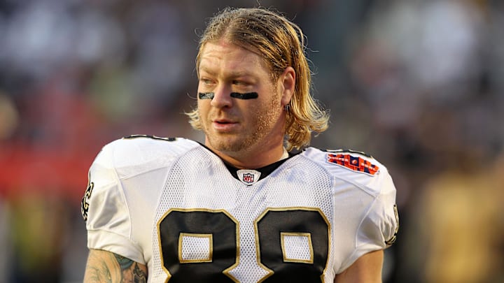 Feb 7, 2010; Miami, FL, USA; New Orleans Saints tight end Jeremy Shockey (88) before Super Bowl XLIV against the Indianapolis Colts at Sun Life Stadium. Mandatory Credit: John David Mercer-Imagn Images