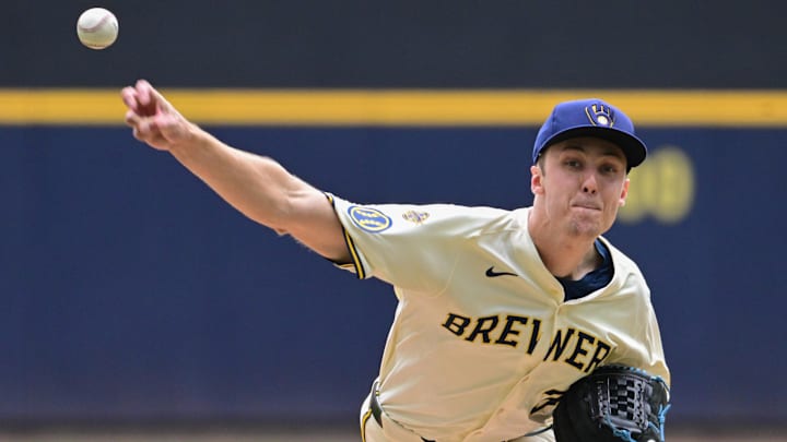 Milwaukee, Wisconsin, USA; Milwaukee Brewers starting pitcher Jacob Misiorowski (32) throws a pitch in the fifth inning against the Pittsburgh Pirates at American Family Field. Milwaukee, Wisconsin, USA; Milwaukee Brewers starting pitcher Jacob Misiorowski (32) throws a pitch in the fifth inning against the Pittsburgh Pirates at American Family Field.