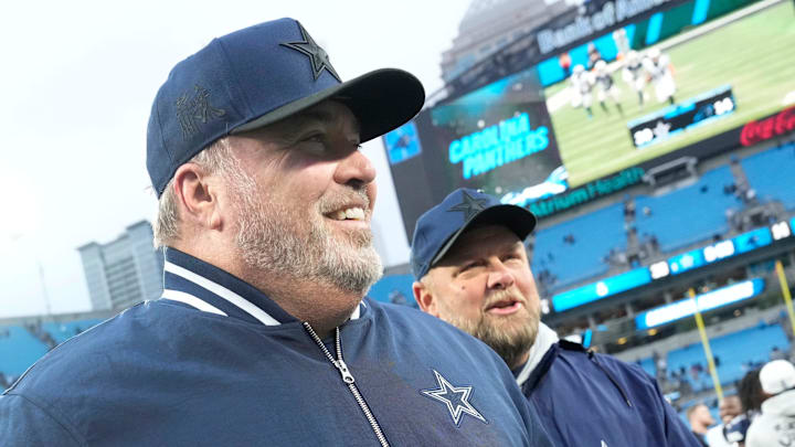 Dec 15, 2024; Charlotte, North Carolina, USA; Dallas Cowboys head coach Mike McCarthy walks off the field after the game at Bank of America Stadium.