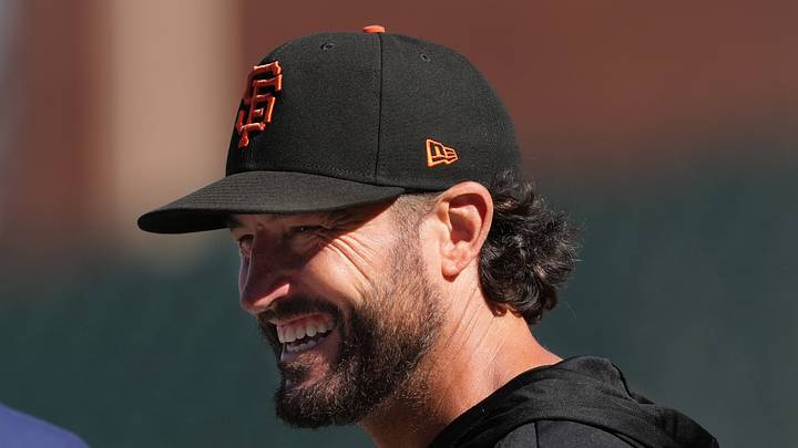 Jul 27, 2026; San Francisco, California, USA; San Francisco Giants manager Tony Vitello (23) stands on the field before the game against the Milwaukee Brewers at Oracle Park. Mandatory Credit: Darren Yamashita-Imagn Images