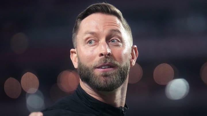 Dec 25, 2022; Glendale, Arizona, USA; Arizona Cardinals head coach Kliff Kingsbury takes the field before their game against the Tampa Bay Buccaneers at State Farm Stadium. Mandatory Credit: Joe Rondone-USA TODAY Sports